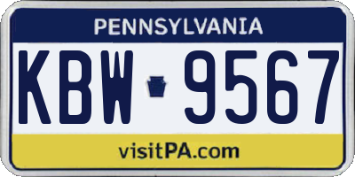 PA license plate KBW9567