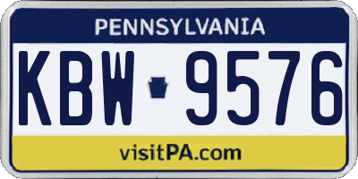 PA license plate KBW9576