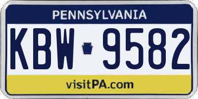 PA license plate KBW9582