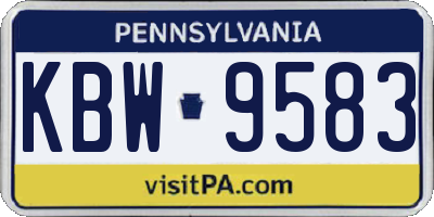 PA license plate KBW9583