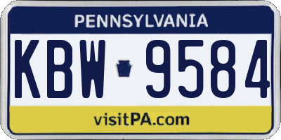 PA license plate KBW9584