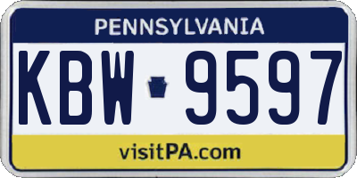 PA license plate KBW9597