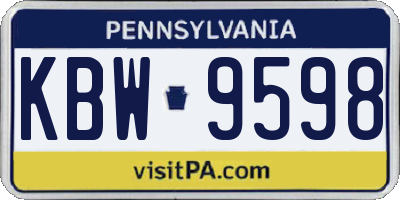PA license plate KBW9598
