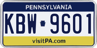 PA license plate KBW9601