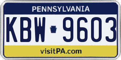 PA license plate KBW9603