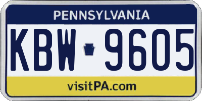 PA license plate KBW9605