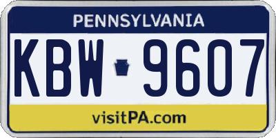 PA license plate KBW9607