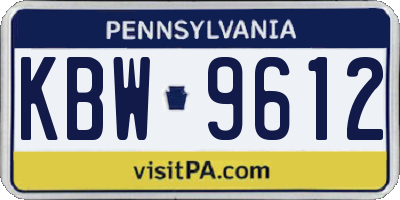 PA license plate KBW9612