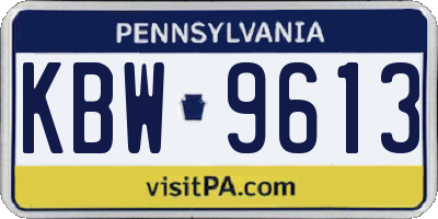 PA license plate KBW9613
