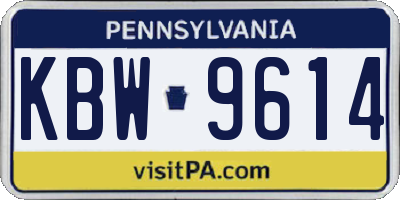 PA license plate KBW9614