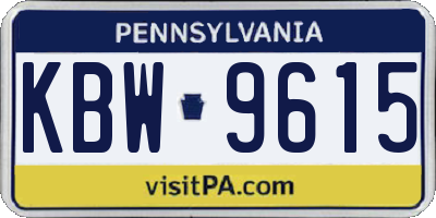 PA license plate KBW9615
