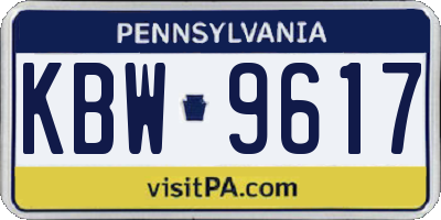 PA license plate KBW9617