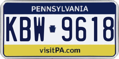 PA license plate KBW9618