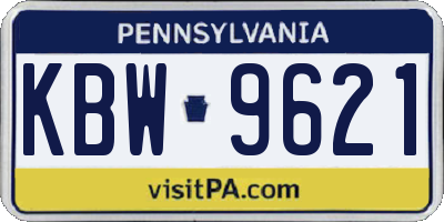 PA license plate KBW9621