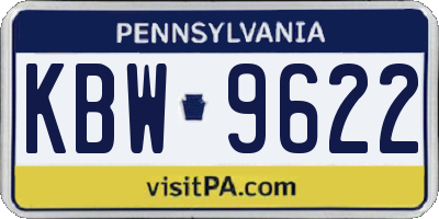 PA license plate KBW9622