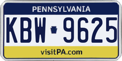 PA license plate KBW9625