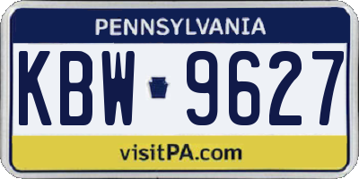 PA license plate KBW9627