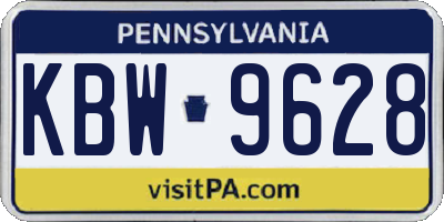 PA license plate KBW9628