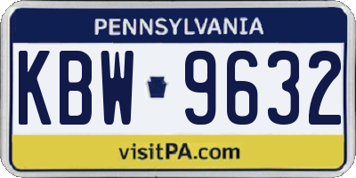 PA license plate KBW9632