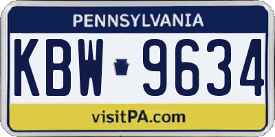 PA license plate KBW9634