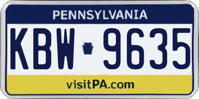 PA license plate KBW9635