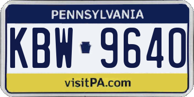 PA license plate KBW9640