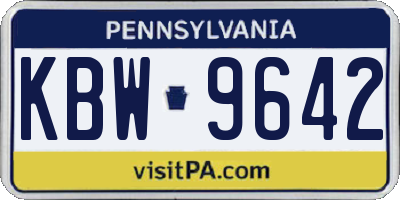 PA license plate KBW9642