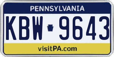 PA license plate KBW9643