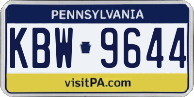PA license plate KBW9644