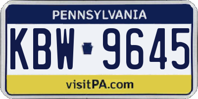 PA license plate KBW9645