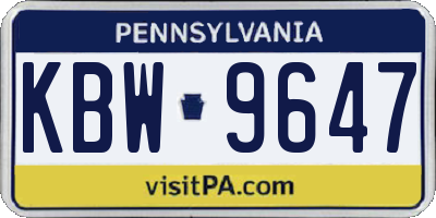 PA license plate KBW9647