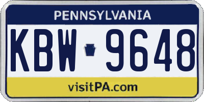 PA license plate KBW9648