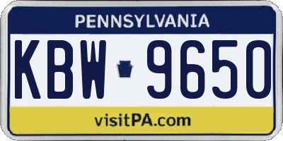PA license plate KBW9650