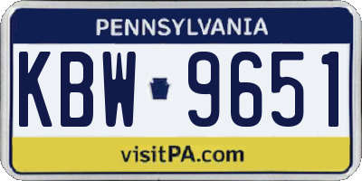 PA license plate KBW9651