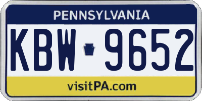 PA license plate KBW9652