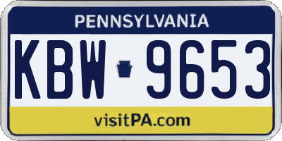 PA license plate KBW9653