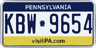 PA license plate KBW9654