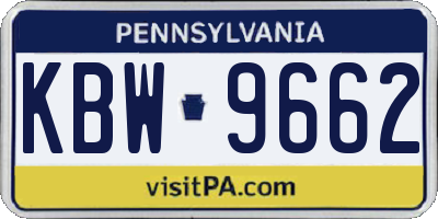 PA license plate KBW9662