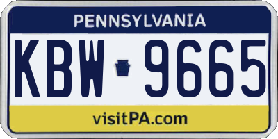 PA license plate KBW9665