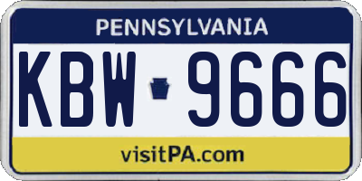 PA license plate KBW9666