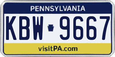 PA license plate KBW9667