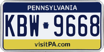 PA license plate KBW9668
