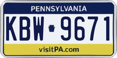 PA license plate KBW9671