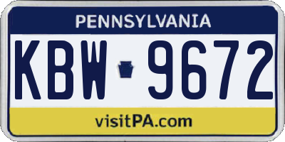 PA license plate KBW9672
