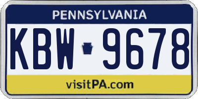 PA license plate KBW9678