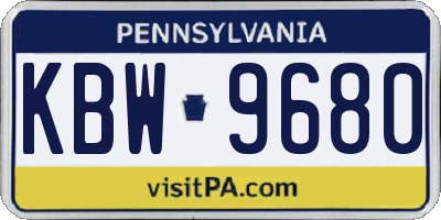 PA license plate KBW9680