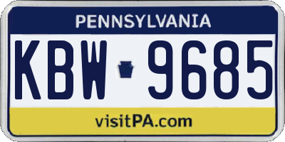 PA license plate KBW9685