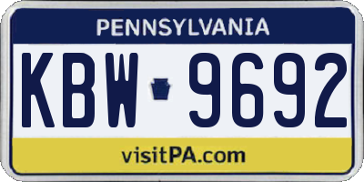 PA license plate KBW9692