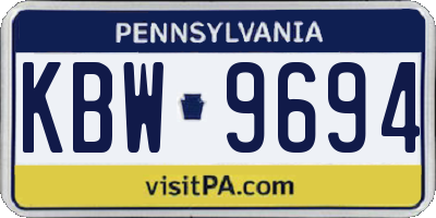 PA license plate KBW9694