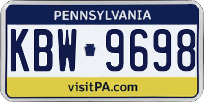 PA license plate KBW9698